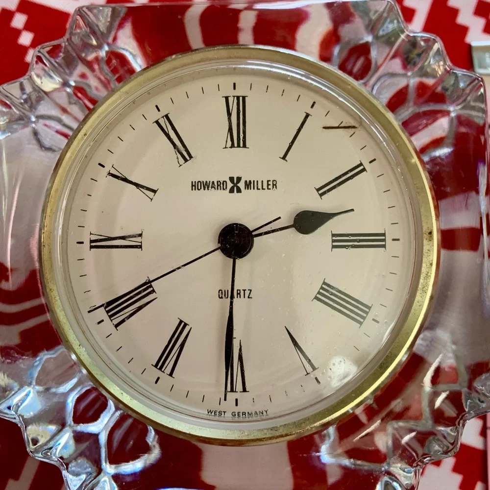 Vintage Made in West Germany Howard Miller Lead Crystal Table Clock